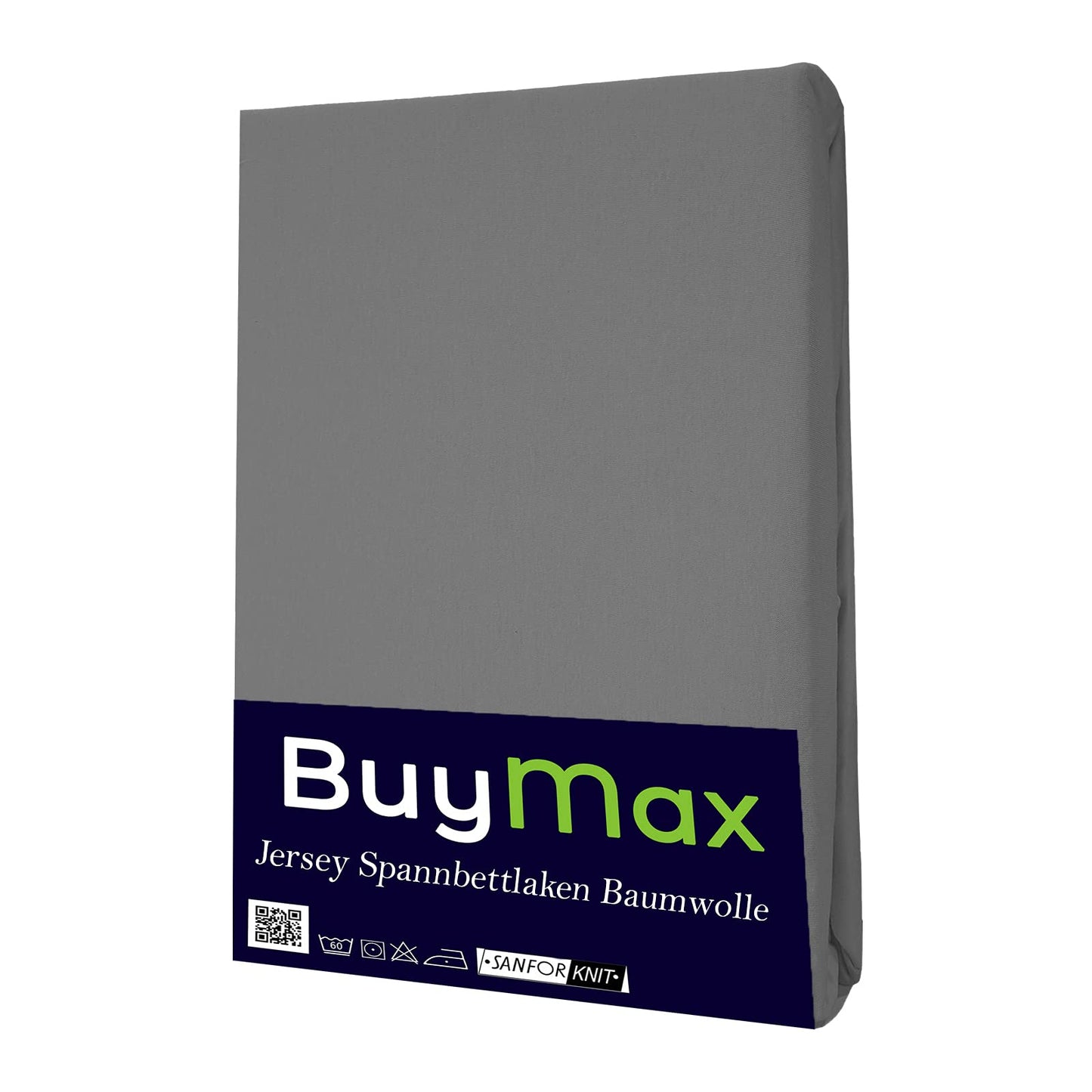 Buymax Spannbettlaken 140x200cm Baumwolle 100% Spannbetttuch Bettlaken Jersey, Matratzenhöhe bis 25 cm, Farbe Anthrazit-Grau ÖKO TEX Standard