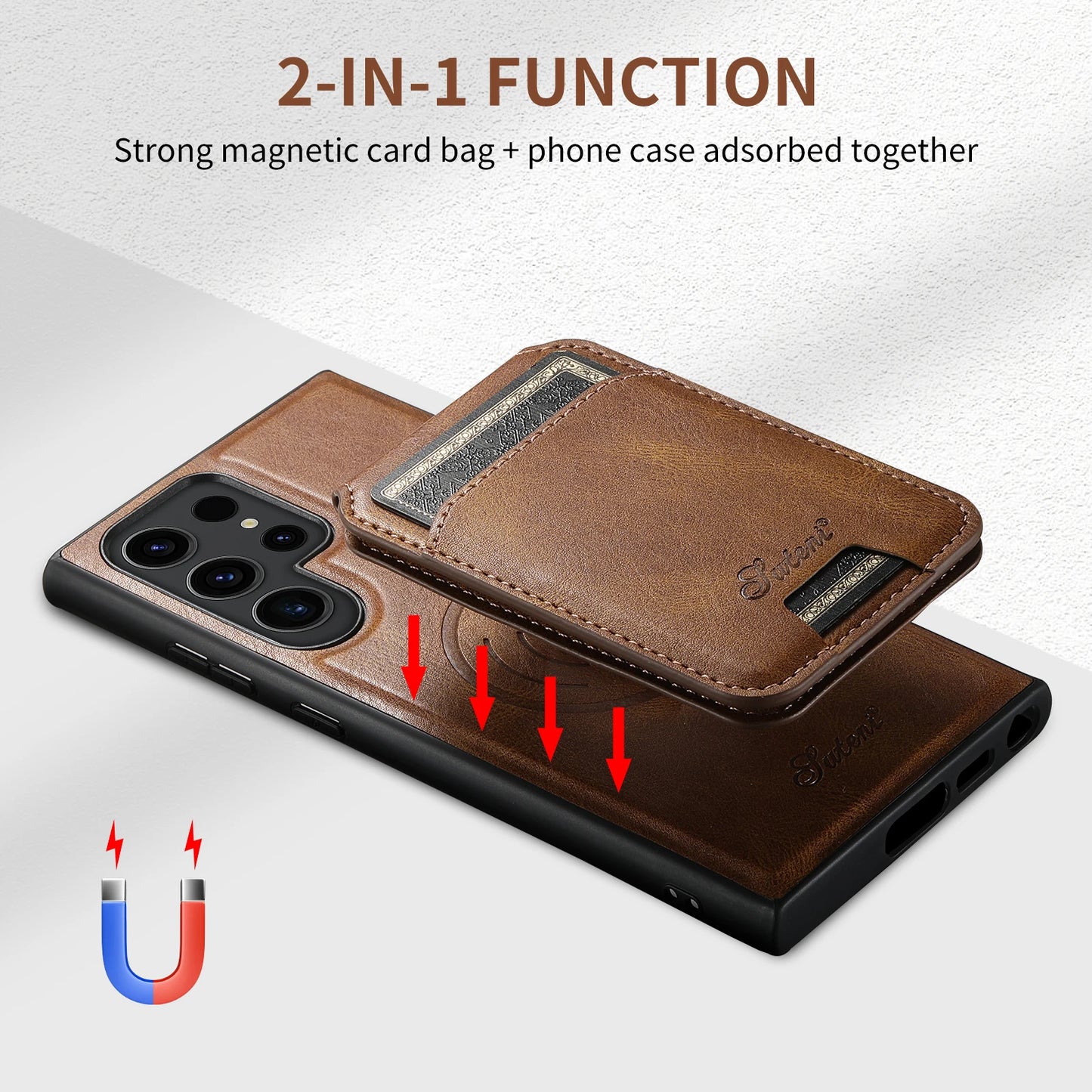Luxury Leather Wallet Case For Samsung Galaxy S24 S23 S22 Plus Note 20 Ultra Magnetic Wireless Charging Card Holder Cover