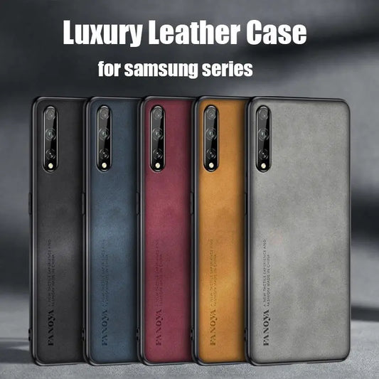 A50s A 50 30 70 11 10 Luxury Sheepskin Leather Case For Samsung Galaxy A50 A30S A70 A7 2018 2019 A10 A11 A03 A04 Men Back Cover