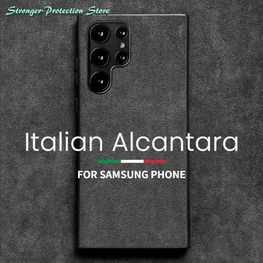Italian ALCANTARA Case for Samsung Galaxy S23 S22 Ultra S21 S20 FE S10 S9 Plus Note Luxury Business Artificial Leather PhoneCase